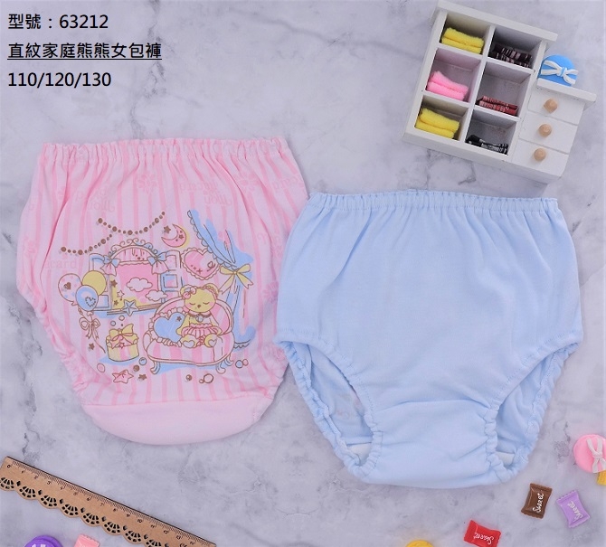 63212-直紋家庭熊熊女包褲